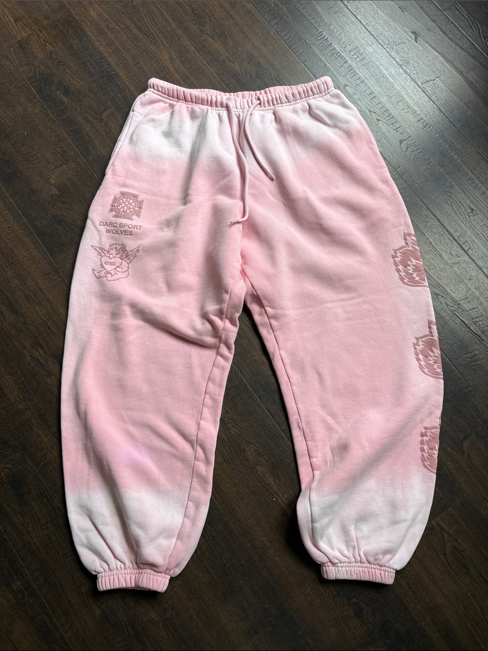 Darc Sport Pink Ombre Track Joggers with Graphic Accents